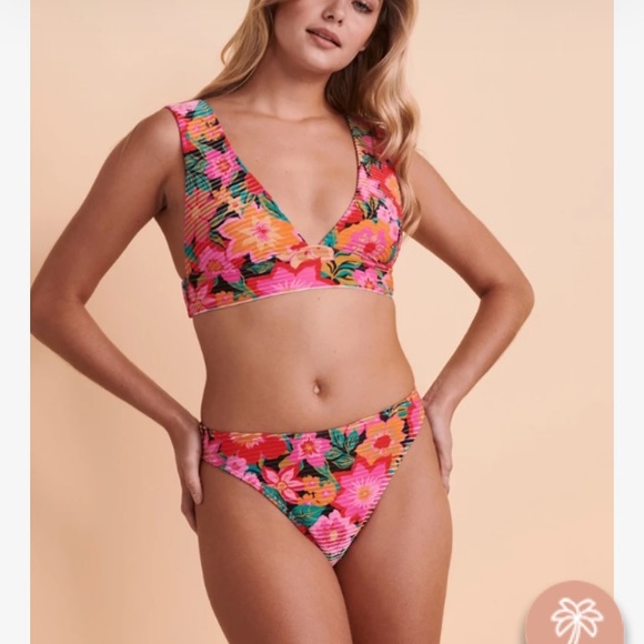 Billabong 💛 Floral Plunge x Floral Ribbed Bikini Set 🏖️ - Picture 3 of 12